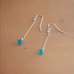 Chic Gold and Teal Drop Earrings